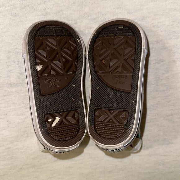 Converse 5 Baby White Rainbow Metallic Canvas High Top Sneakers - Picture 6 of 11